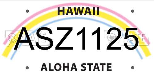 ASZ1125 Hawaii License Plate