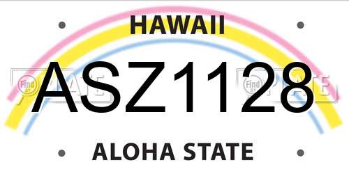 ASZ1128 Hawaii License Plate