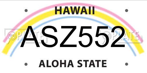 ASZ552 Hawaii License Plate