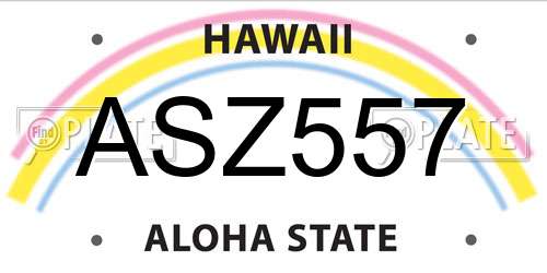 ASZ557 Hawaii License Plate
