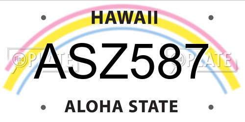 ASZ587 Hawaii License Plate