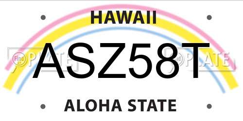 ASZ58T Hawaii License Plate