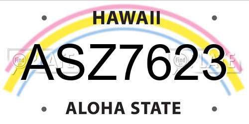ASZ7623 Hawaii License Plate