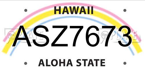 ASZ7673 Hawaii License Plate