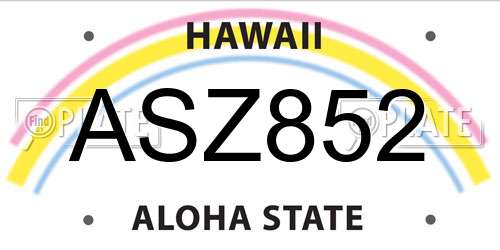 ASZ852 Hawaii License Plate