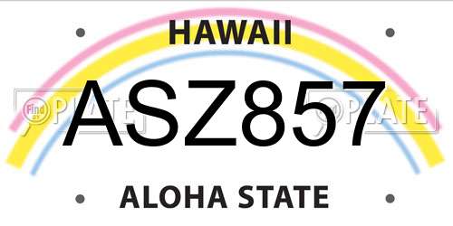 ASZ857 Hawaii License Plate