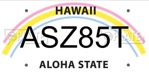 ASZ85T Hawaii License Plate