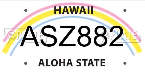 ASZ882 Hawaii License Plate