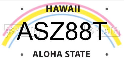 ASZ88T Hawaii License Plate