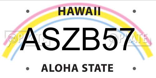 ASZB57 Hawaii License Plate