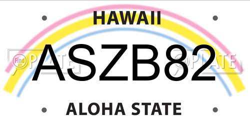 ASZB82 Hawaii License Plate