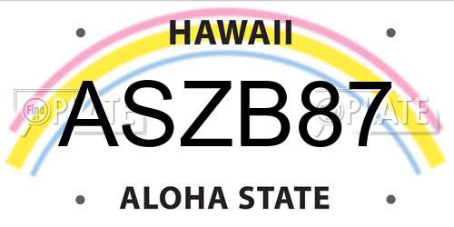 ASZB87 Hawaii License Plate