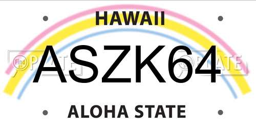 ASZK64 Hawaii License Plate