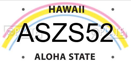 ASZS52 Hawaii License Plate