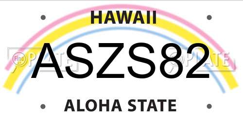 ASZS82 Hawaii License Plate