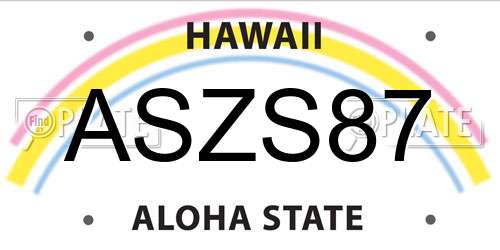 ASZS87 Hawaii License Plate