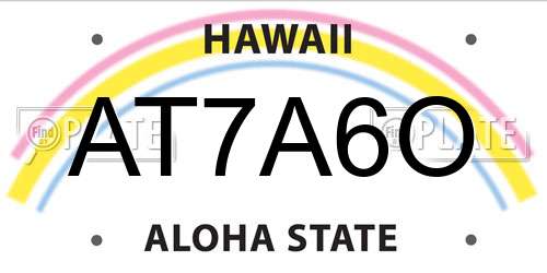 AT7A6O Hawaii License Plate