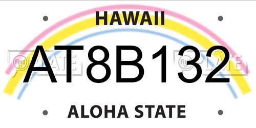 AT8B132 Hawaii License Plate