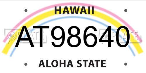 AT98640 Hawaii License Plate
