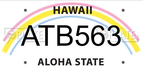 ATB563 Hawaii License Plate