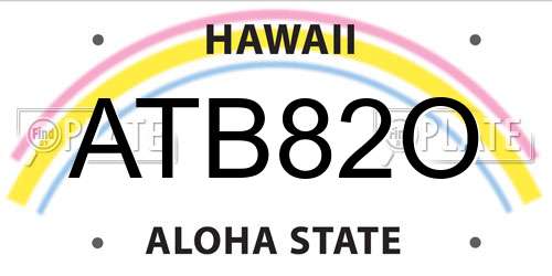 ATB82O Hawaii License Plate