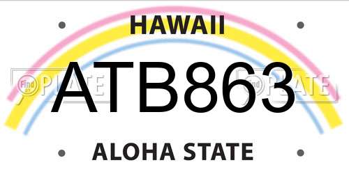 ATB863 Hawaii License Plate