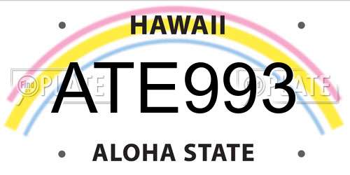ATE993 Hawaii License Plate