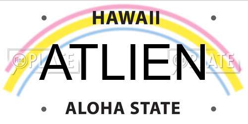 ATLIEN Hawaii License Plate