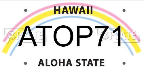 ATOP71 Hawaii License Plate