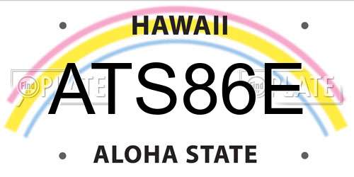 ATS86E Hawaii License Plate