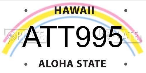 ATT995 Hawaii License Plate