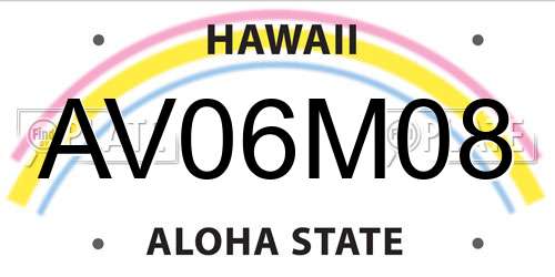 AV06M08 Hawaii License Plate
