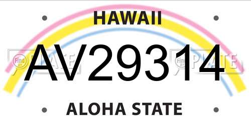 AV29314 Hawaii License Plate