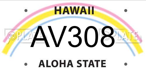 AV308 Hawaii License Plate