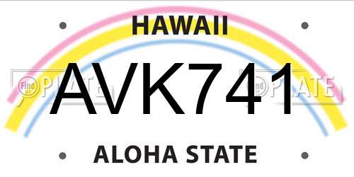 AVK741 Hawaii License Plate