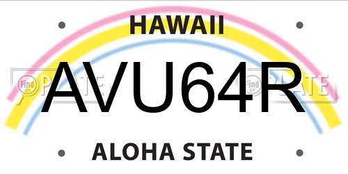 AVU64R Hawaii License Plate