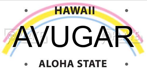 AVUGAR Hawaii License Plate