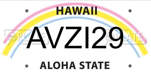 AVZI29 Hawaii License Plate