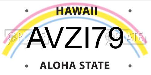 AVZI79 Hawaii License Plate