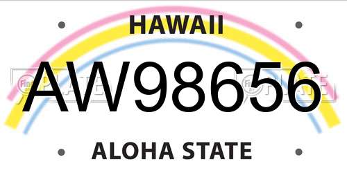 AW98656 Hawaii License Plate