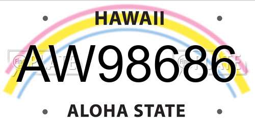 AW98686 Hawaii License Plate