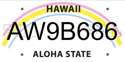 AW9B686 Hawaii License Plate