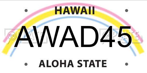 AWAD45 Hawaii License Plate