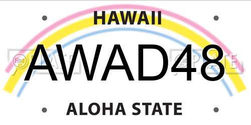 AWAD48 Hawaii License Plate