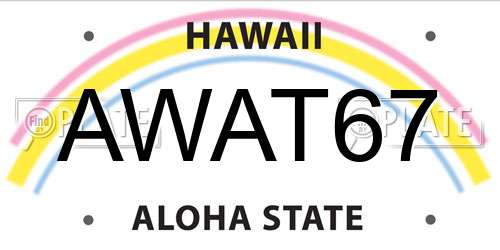 AWAT67 Hawaii License Plate