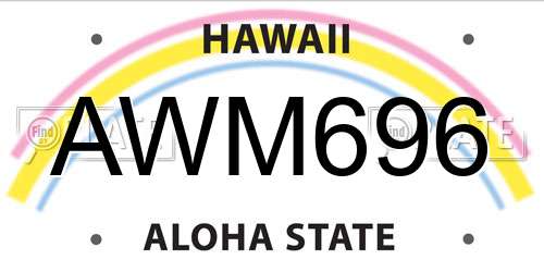 AWM696 Hawaii License Plate