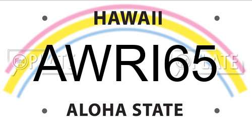 AWRI65 Hawaii License Plate