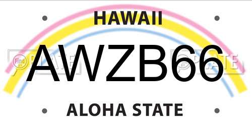 AWZB66 Hawaii License Plate