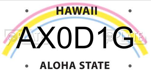 AX0D1G Hawaii License Plate