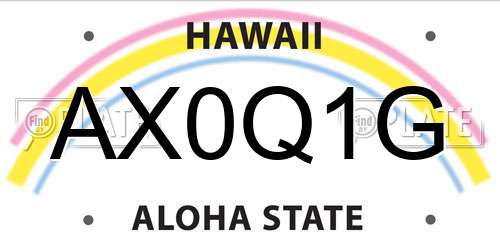 AX0Q1G Hawaii License Plate
